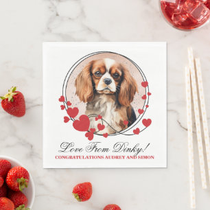 Cavalier Kung Charles Spain Red Heart Ram Pappersservett