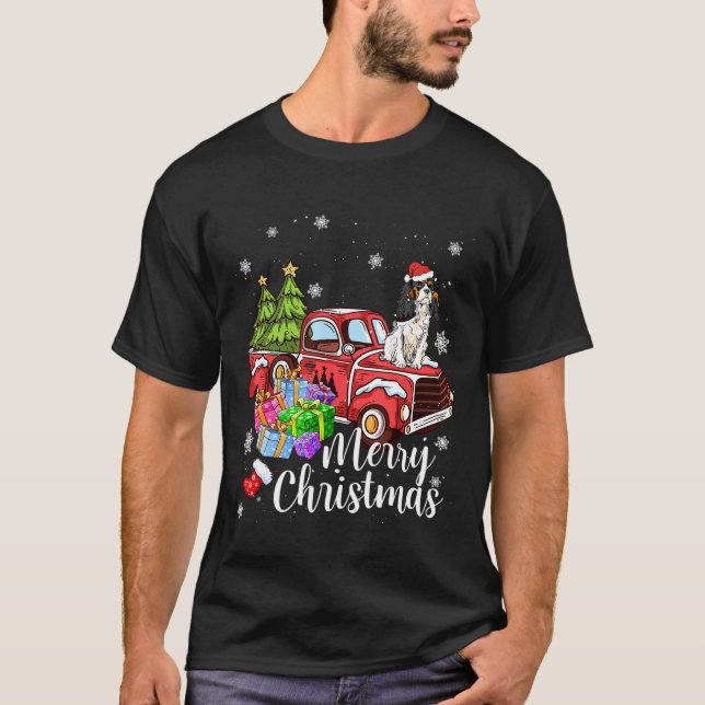 Cavalier Kung Charles Spain Riding Red Lastbil Chr T Shirt (Framsida)