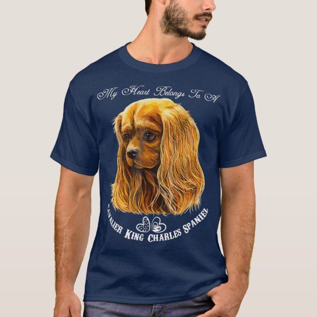 Cavalier Kung Charles Spain Ruby T Shirt (Framsida)