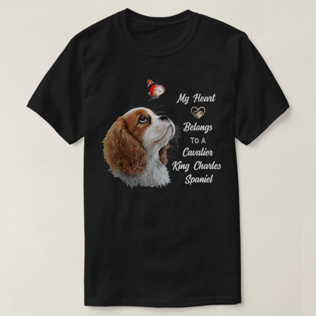 Cavalier Kung Charles Spain Shirt, hund mamma, pap T Shirt (Design framsida)