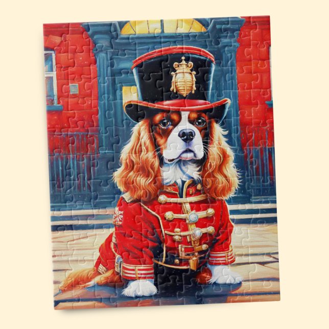 Cavalier Kung Charles Spain som beefeater Pussel (Cherished lap dog: Beefeater Cavalier jigsaw puzzle delights dog lovers!)