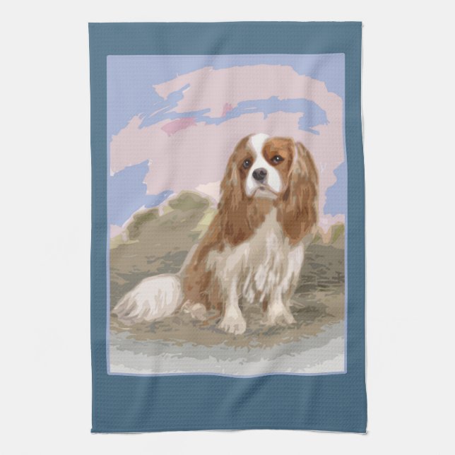 Cavalier Kung Charles Spain Tea Towel Kökshandduk (Vertikal)