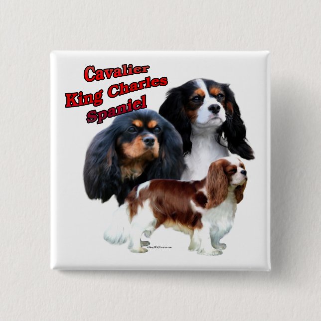 Cavalier Kung Charles Spain Trio 2 - Button Knapp (Framsida)