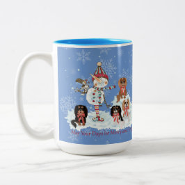 Cavalier Kung Charles Spain Winter Scene Två-Tonad Mugg