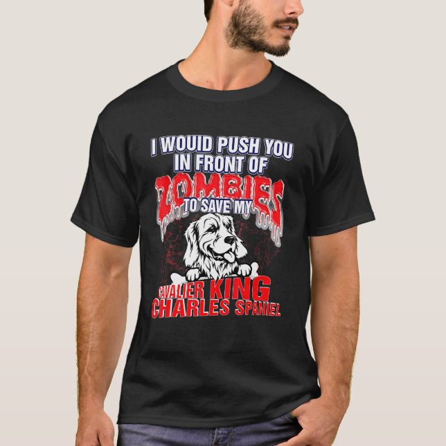 Cavalier Kung Charles Spain Zombies Halloween T Shirt (Framsida)