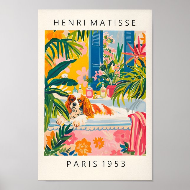 Cavalier Kung Charles Spaniel Art Print, Funny Fla Poster (Framsidan)