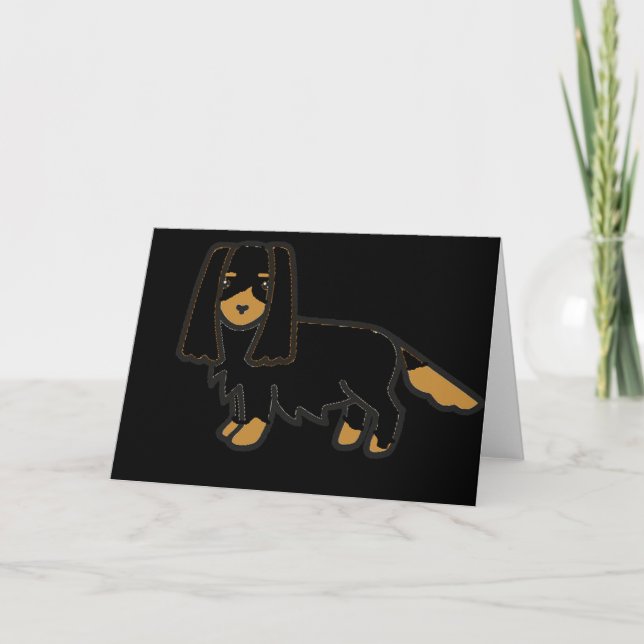 Cavalier kung charles spaniel black and tan cartoo kort (Framsida)