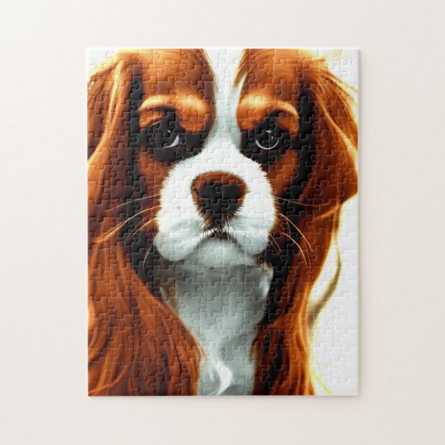 Cavalier kung charles spaniel blenheim anime pussel (Vertikal)