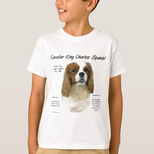 Cavalier Kung Charles Spaniel (Blenheim) Historik Tee Shirt (Framsida)