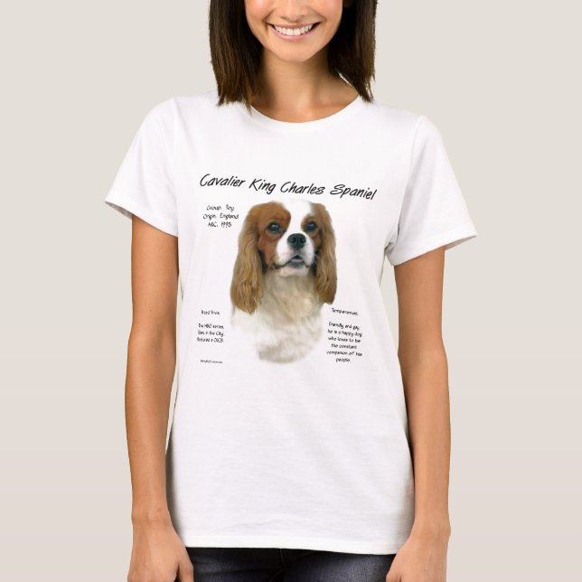 Cavalier Kung Charles Spaniel (Blenheim) Historik Tee Shirt (Framsida)