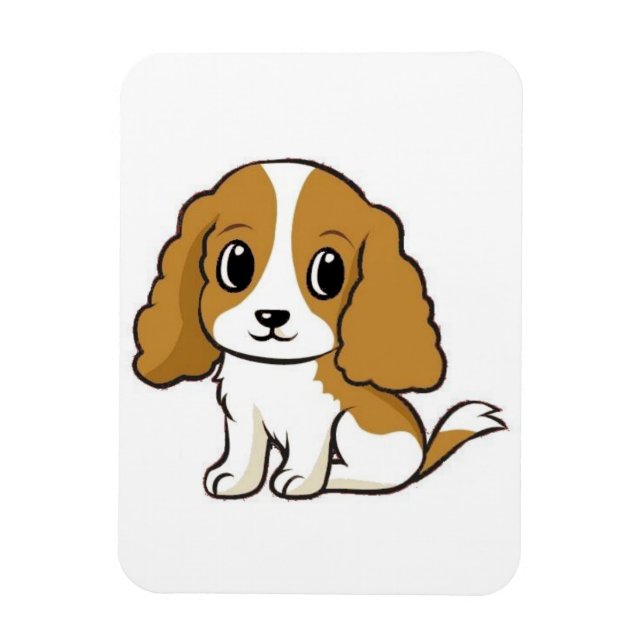 Cavalier kung charles spaniel blenheim tecknad magnet (Vertikal)
