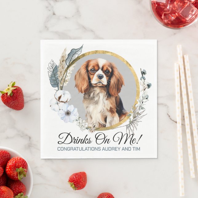 Cavalier Kung Charles Spaniel Bröllop Napkins Pappersservett (Insitu)