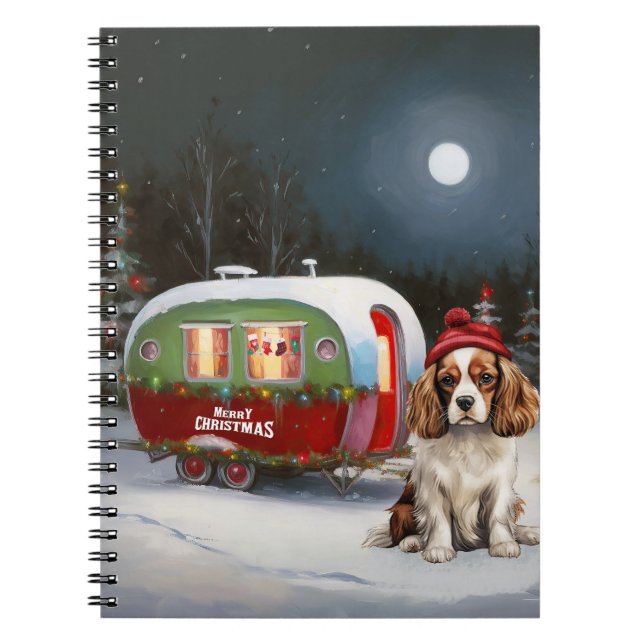 Cavalier Kung Charles Spaniel Caravan jul Anteckningsbok (Framsidan)