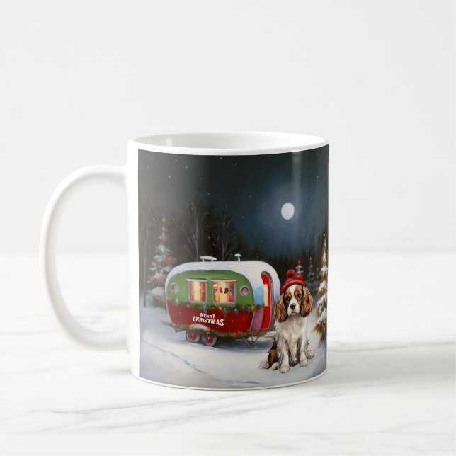 Cavalier Kung Charles Spaniel Caravan jul Kaffemugg (Vänster)