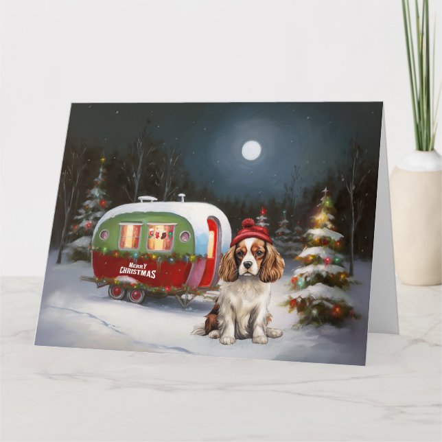 Cavalier Kung Charles Spaniel Caravan jul Kort (Framsida)