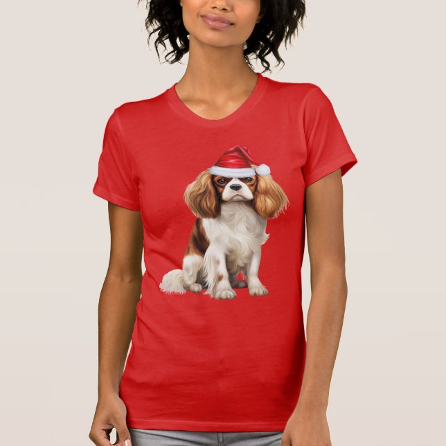 Cavalier Kung Charles Spaniel Funny jul Hund T Shirt (Framsida)