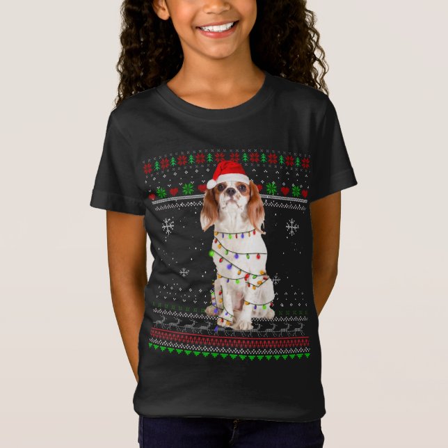 Cavalier Kung Charles Spaniel Funny jul Paja T Shirt (Framsida)