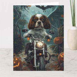 Cavalier Kung Charles Spaniel Halloween Scary Kort