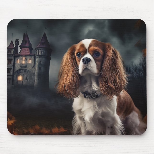 Cavalier Kung Charles Spaniel Halloween Scary Musmatta (Framsidan)