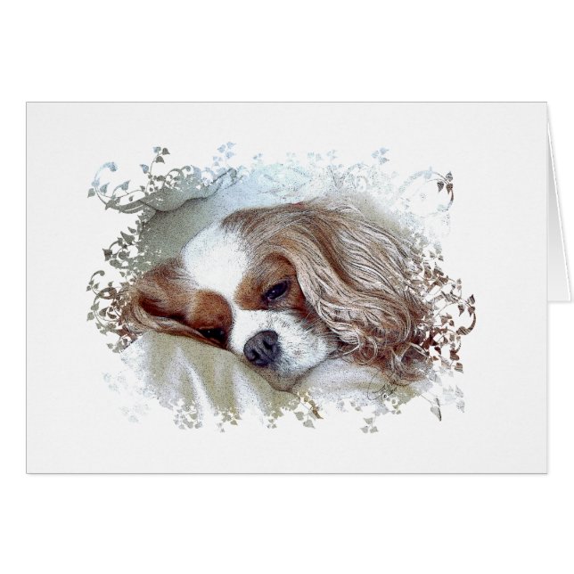 Cavalier Kung Charles Spaniel Hälsningskort (Framsidan Horizontal)