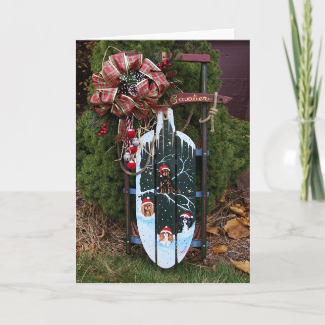 Cavalier Kung Charles Spaniel Helgkort (Framsida)