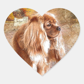 Cavalier Kung Charles Spaniel Hjärtformat Klistermärke