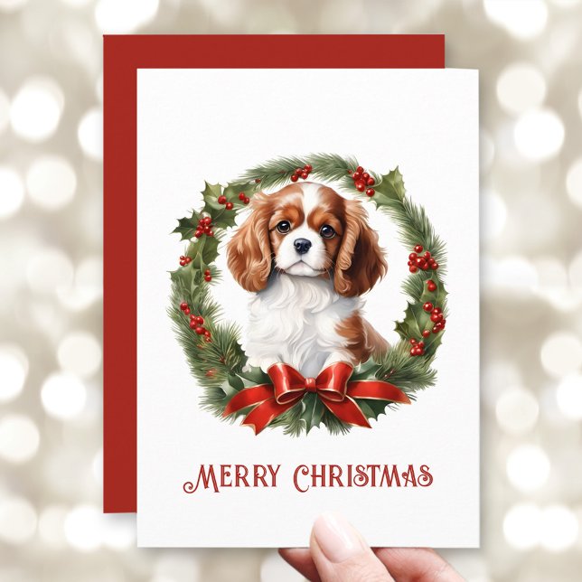 Cavalier Kung Charles Spaniel Hund älskare jul Julkort (Cavalier King Charles Spaniel Dog Lover Christmas Holiday Card)