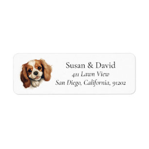 Cavalier Kung Charles Spaniel Hund aveln Djurälska Returadress Etikett