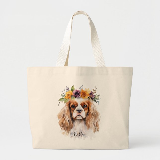 Cavalier Kung Charles Spaniel Hund aveln Jumbo Tot Tygkasse (Framsidan)