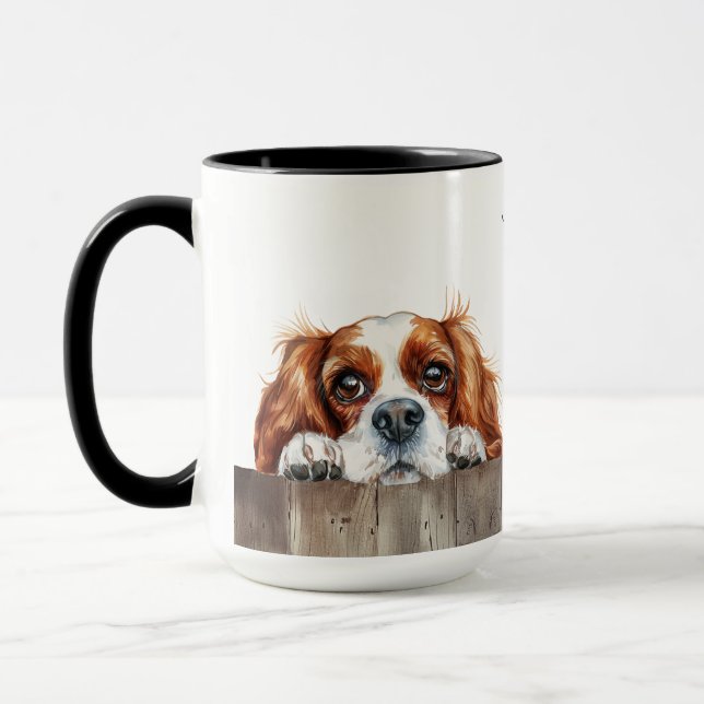 Cavalier Kung Charles Spaniel Hund Mugg (Vänster)