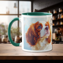 Cavalier Kung Charles Spaniel Hund Porträtt Mugg