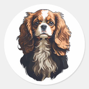 Cavalier Kung Charles spaniel hund Runt Klistermärke