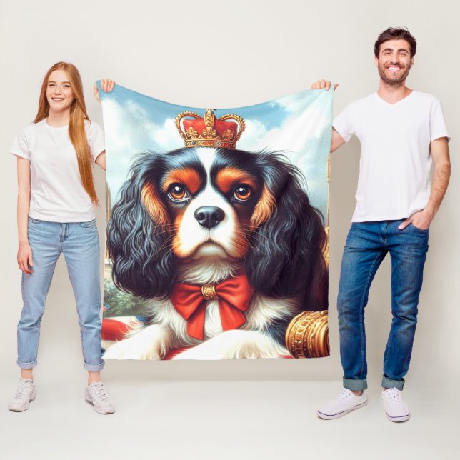 Cavalier Kung Charles Spaniel Illustration Fleecefilt (På plats)