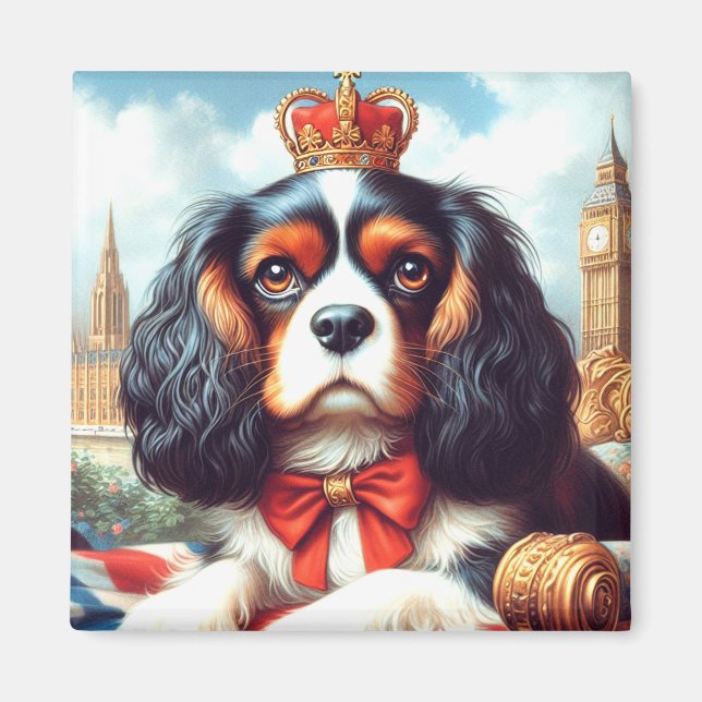 Cavalier Kung Charles Spaniel Illustration Magnet (Framsidan)