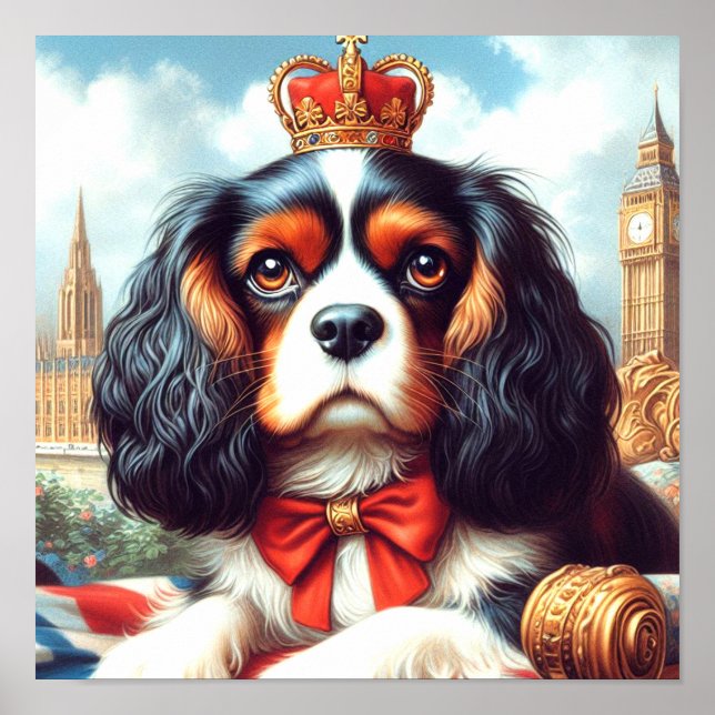 Cavalier Kung Charles Spaniel Illustration Poster (Framsidan)