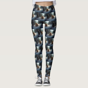 Cavalier Kung Charles Spaniel jul snö Leggings