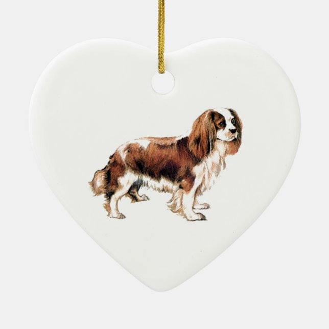 Cavalier Kung Charles Spaniel Julgransprydnad Keramik (Baksidan)