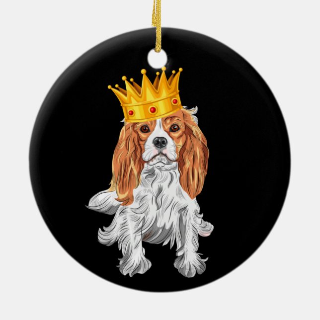 Cavalier Kung Charles Spaniel Julgransprydnad Keramik (Baksidan)