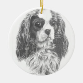 Cavalier Kung Charles Spaniel Julgransprydnad Keramik