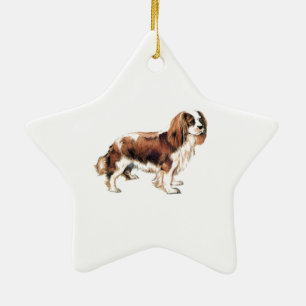Cavalier Kung Charles Spaniel Julgransprydnad Keramik