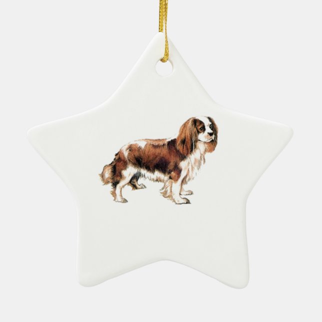 Cavalier Kung Charles Spaniel Julgransprydnad Keramik (Baksidan)