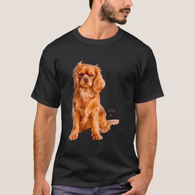 Cavalier Kung Charles Spaniel Kärlek T Shirt (Framsida)