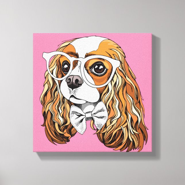 Cavalier Kung Charles Spaniel Porträtt Canvastryck (Framsida)