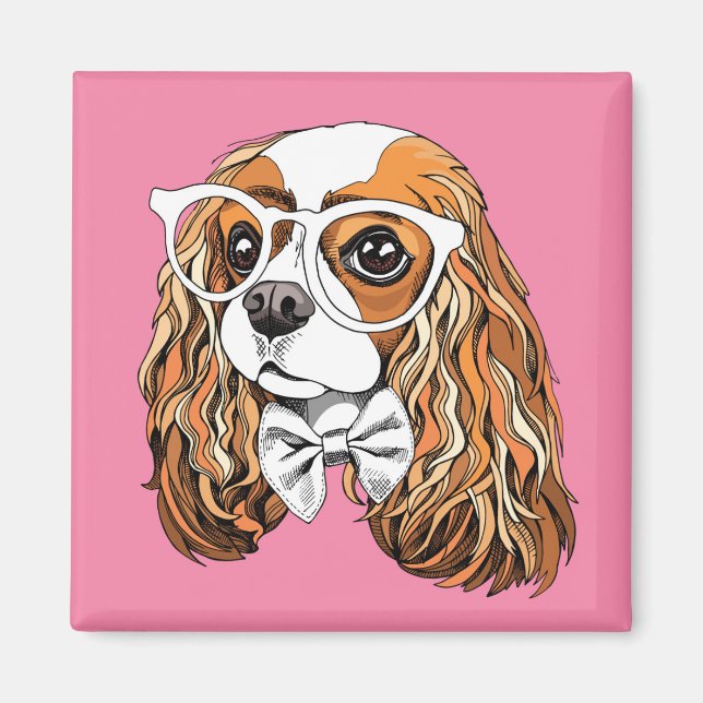 Cavalier Kung Charles Spaniel Porträtt Magnet (Framsidan)