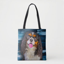 Cavalier Kung Charles Spaniel Porträtt Painting Tygkasse