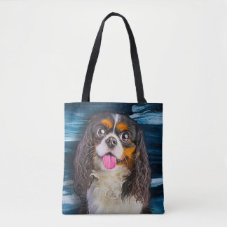 Cavalier Kung Charles Spaniel Porträtt Painting Tygkasse