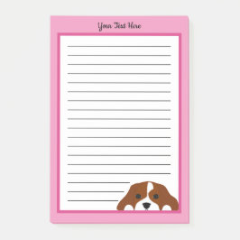 Cavalier Kung Charles Spaniel Puppy Hund Rosa Post-it Block