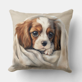 CAVALIER KUNG CHARLES SPANIEL PUPPY UNDER BLANKET KUDDE