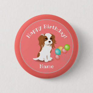 Cavalier Kung Charles Spaniel Rosa Grattis på fö Knapp