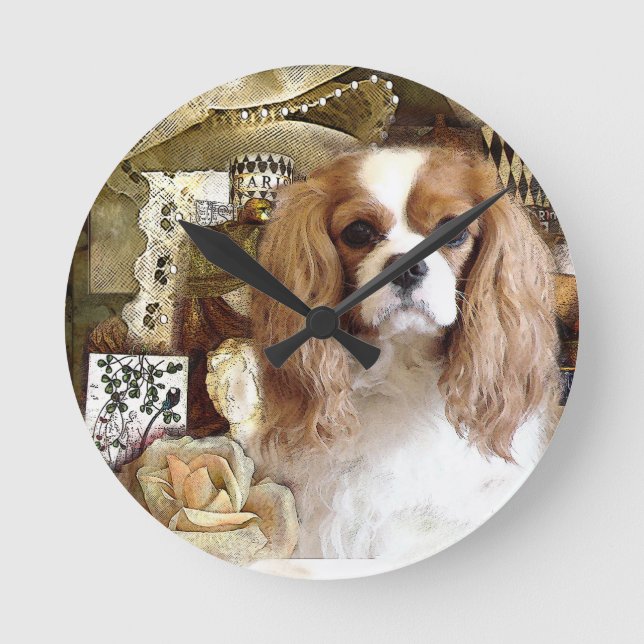 Cavalier Kung Charles Spaniel Rund Klocka (Framsida)